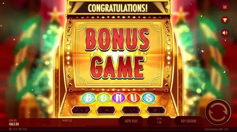 รีวิว Triple Christmas Gold Bonus Game